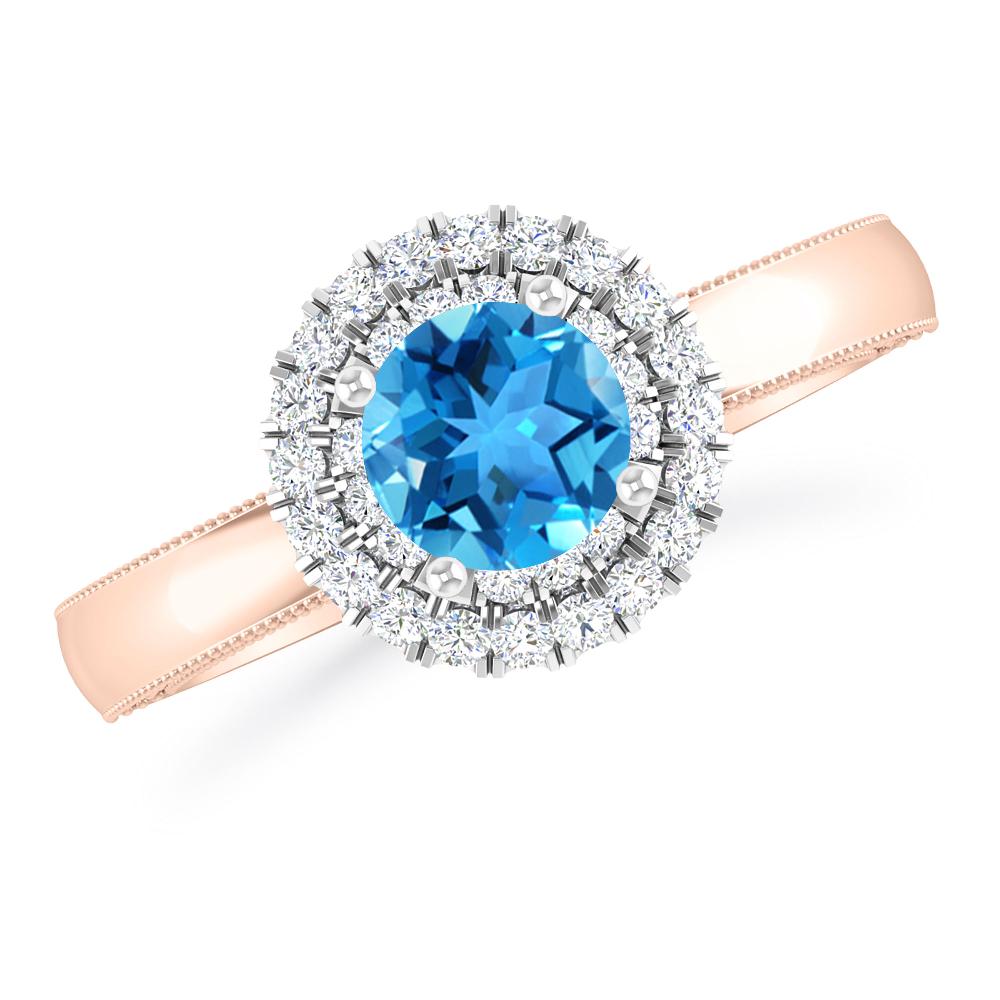 Rose Gold - Blue Topaz