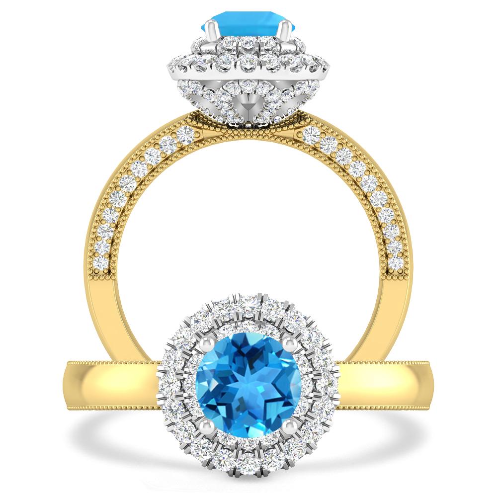 Yellow Gold - Blue Topaz