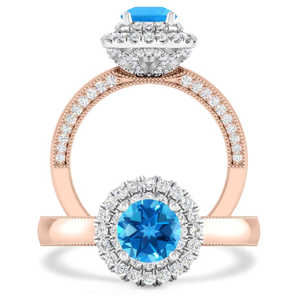 Rose Gold - Blue Topaz