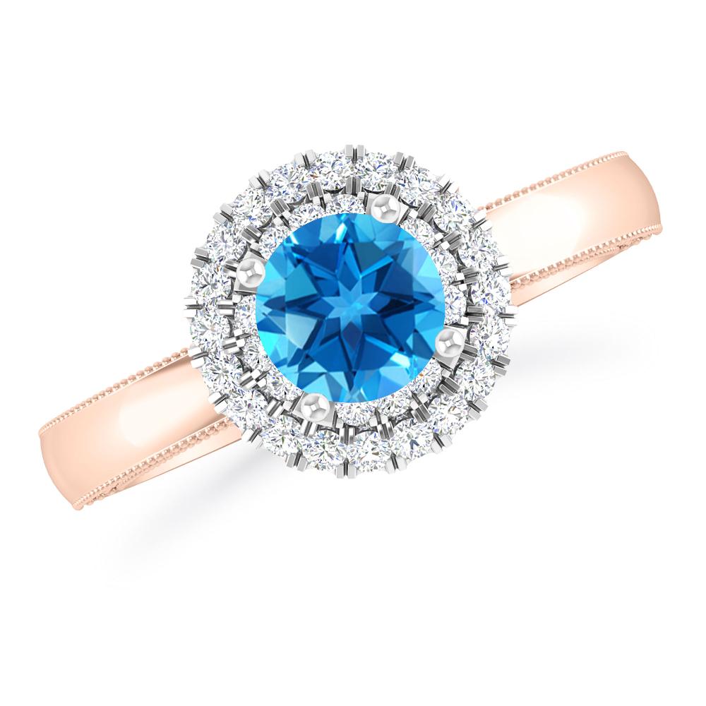 Rose Gold - Blue Topaz