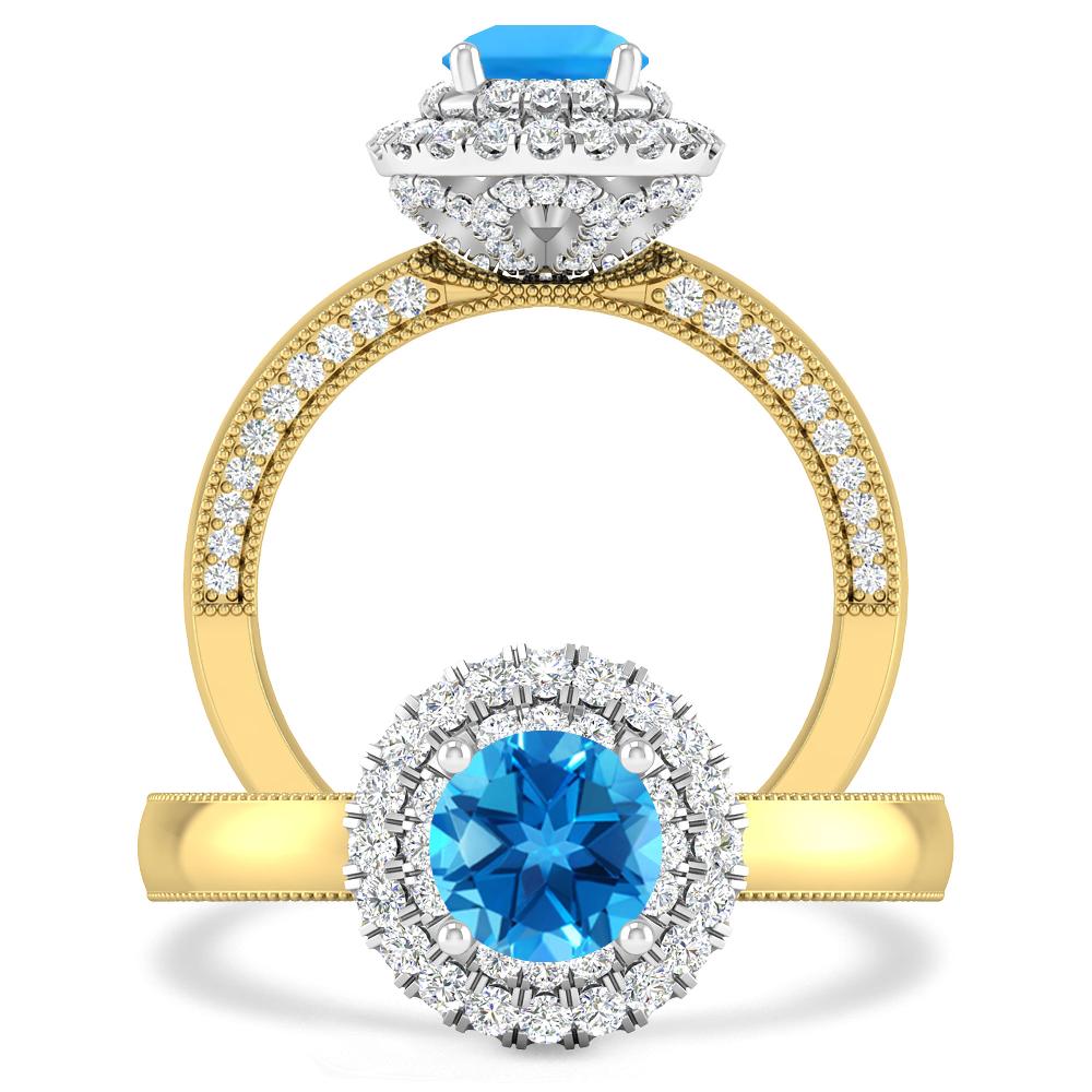 Yellow Gold - Blue Topaz