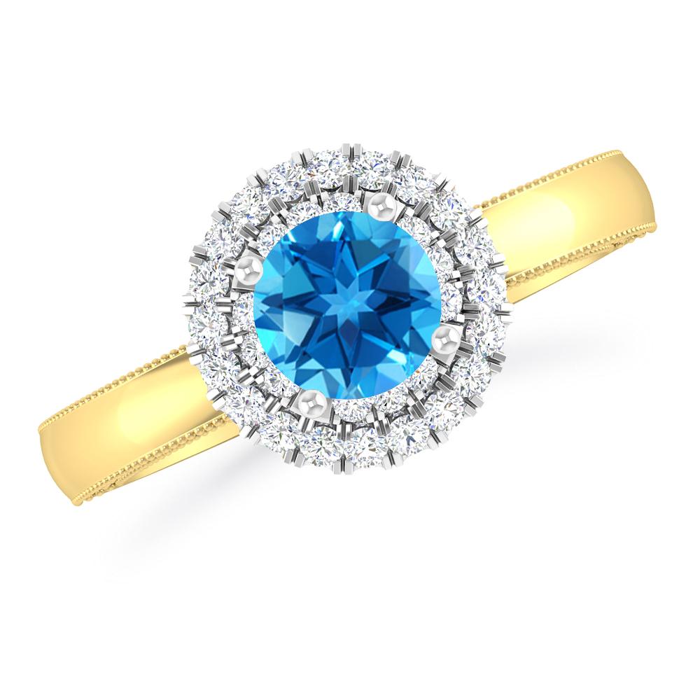 Yellow Gold - Blue Topaz