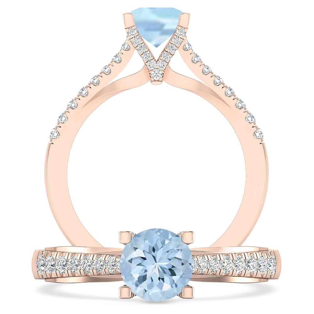 Rose Gold - Aquamarine