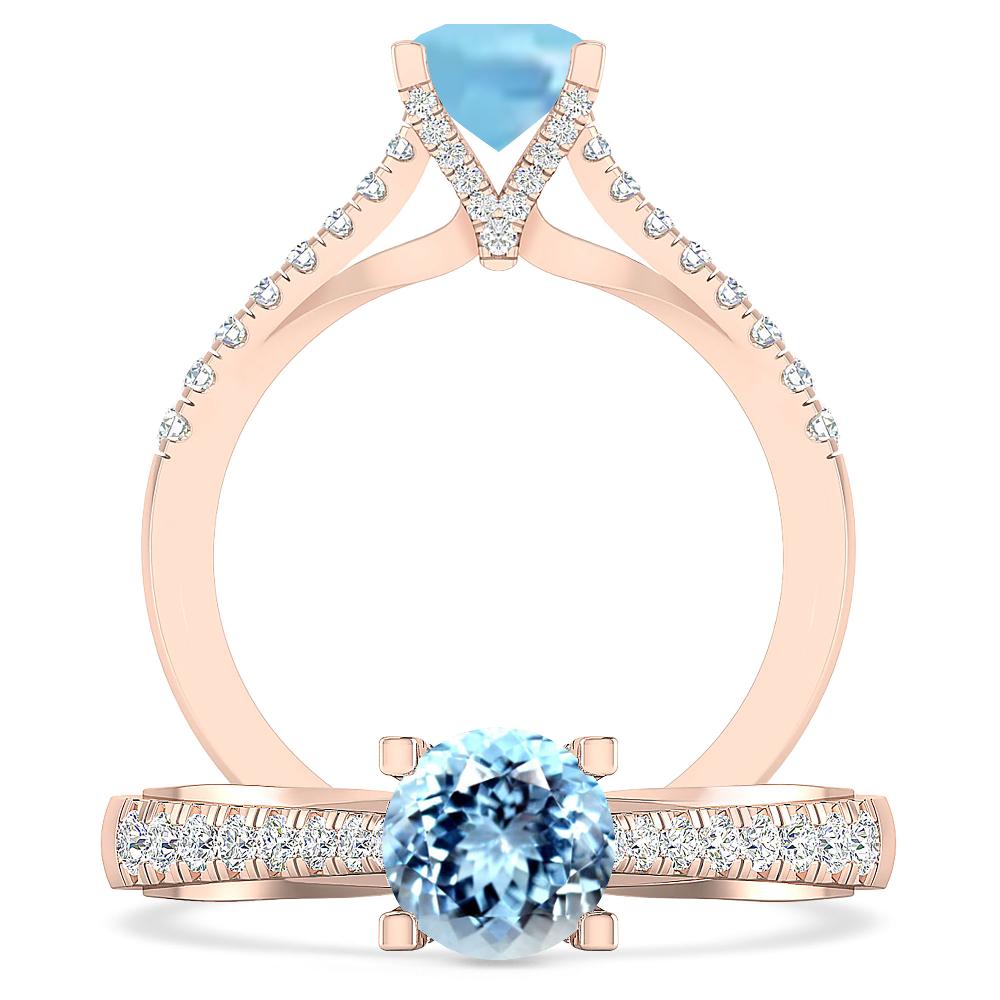 Rose Gold - Aquamarine