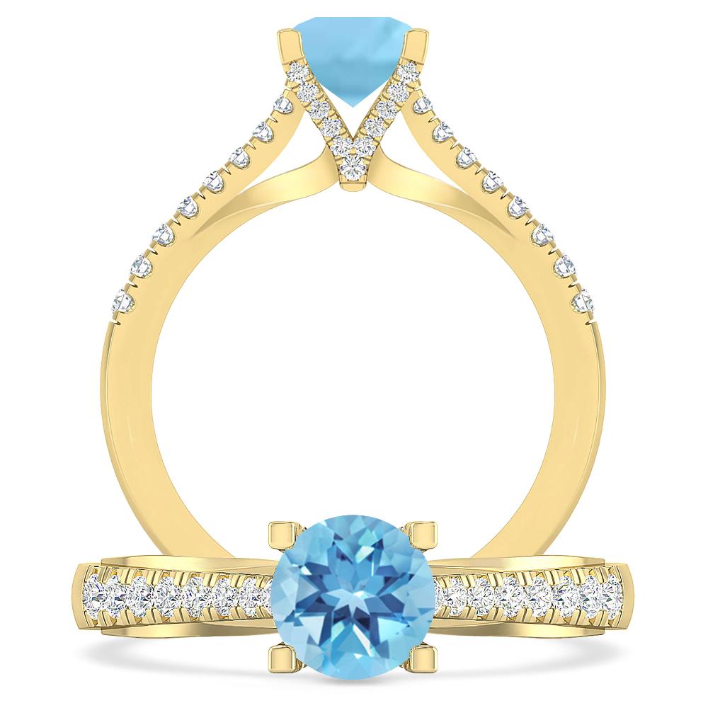 Yellow Gold - Blue Topaz