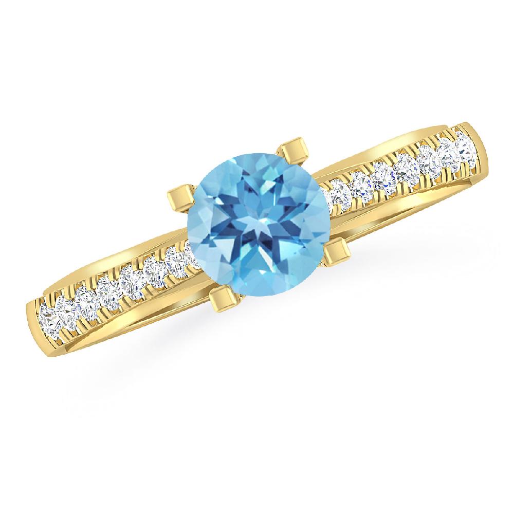 Yellow Gold - Blue Topaz