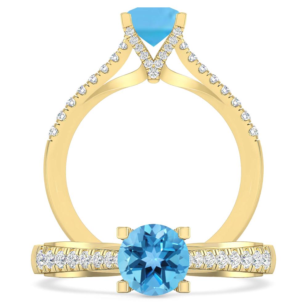 Yellow Gold - Blue Topaz