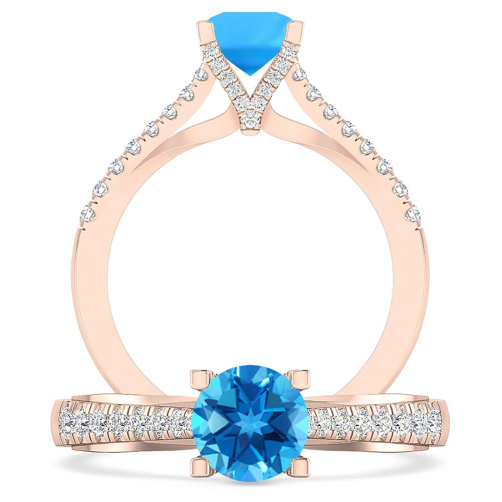 Rose Gold - Blue Topaz