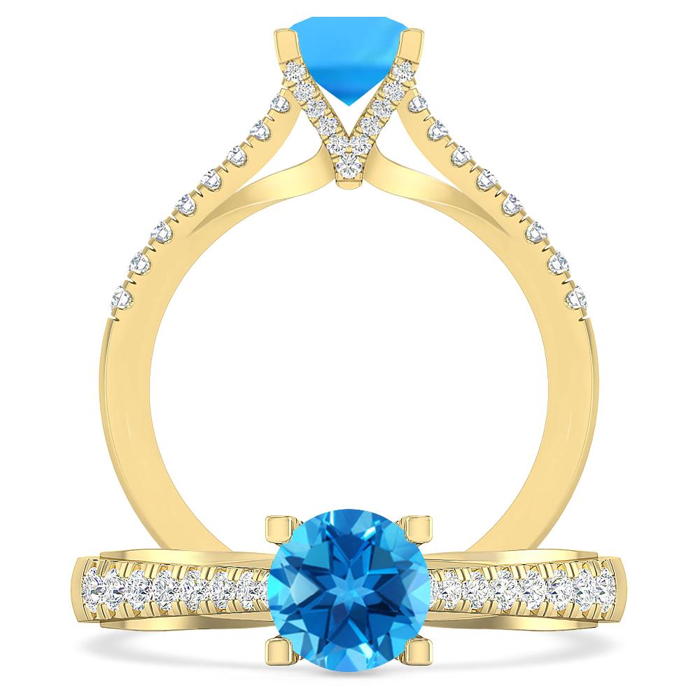 Yellow Gold - Blue Topaz