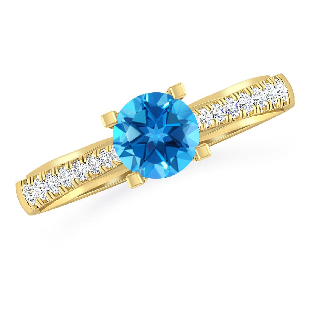 Yellow Gold - Blue Topaz