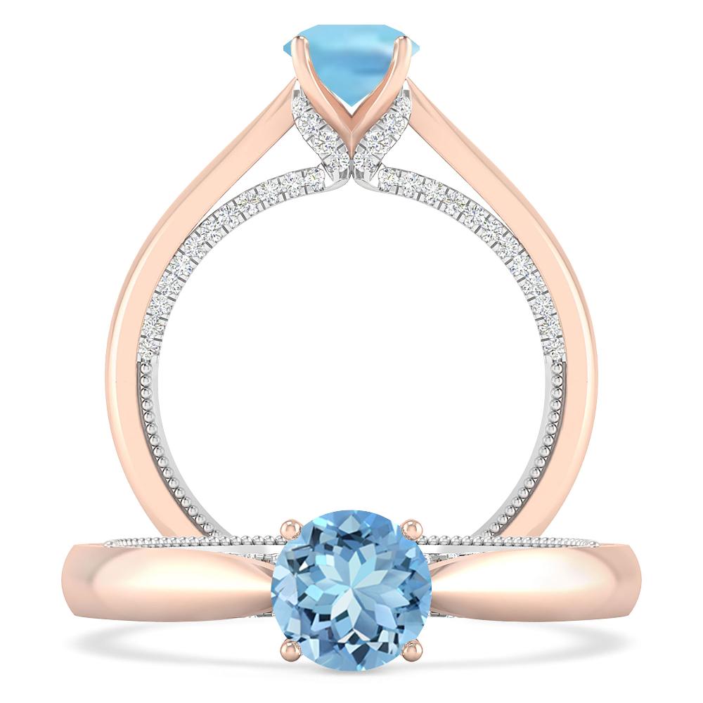 Rose Gold/White Gold - Aquamarine