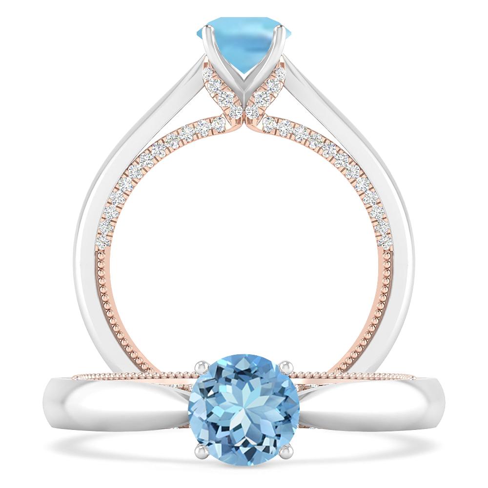 White Gold/Rose Gold - Aquamarine