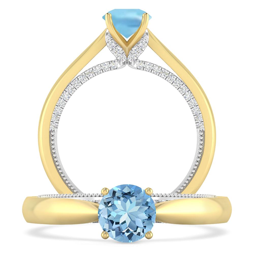 Yellow Gold/White Gold - Aquamarine