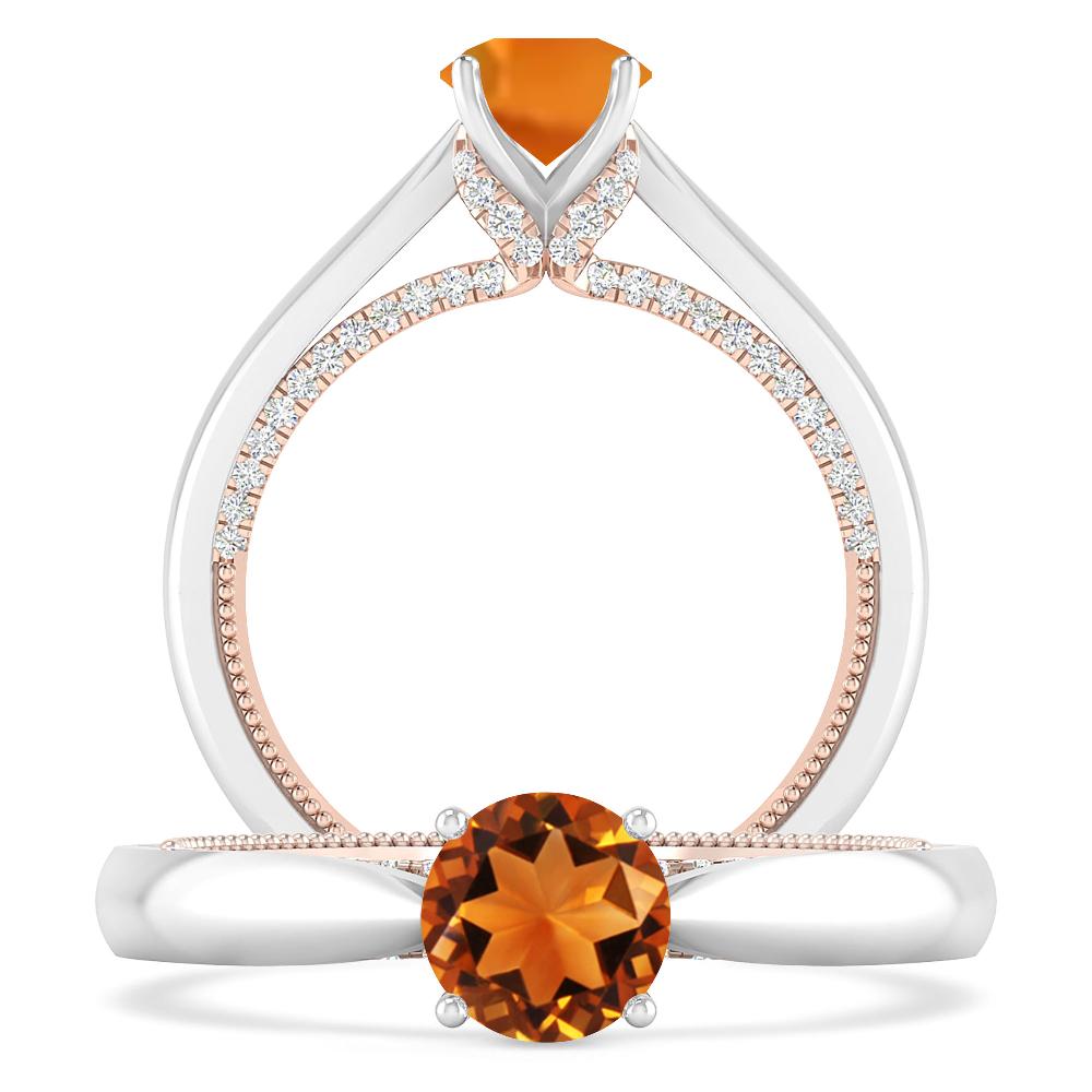 White Gold/Rose Gold - Citrine