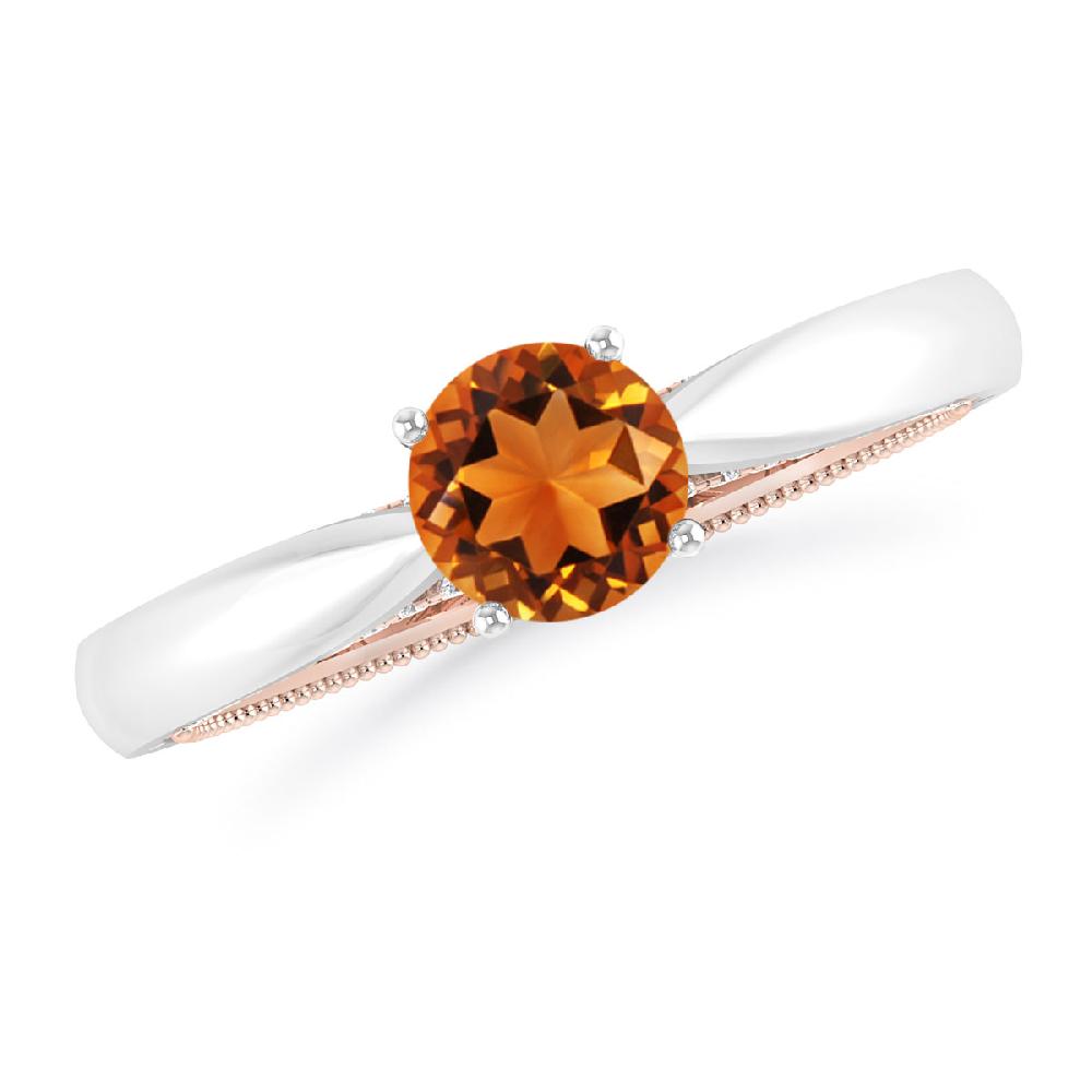 White Gold/Rose Gold - Citrine