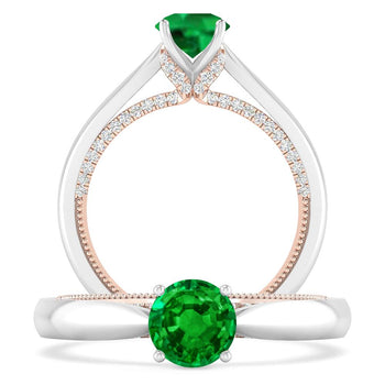 White Gold/Rose Gold - Emerald