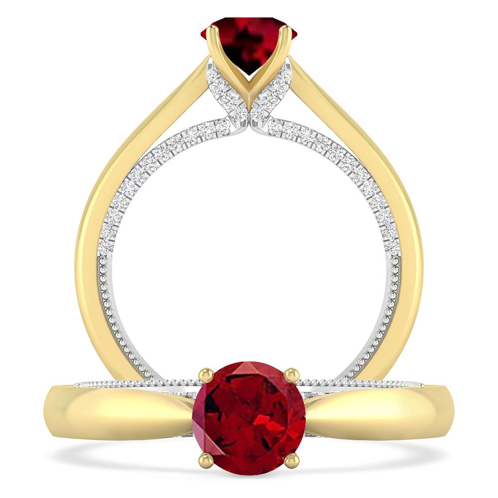 Yellow Gold/White Gold - Garnet