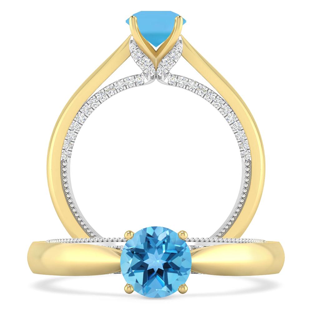 Yellow Gold - Blue Topaz