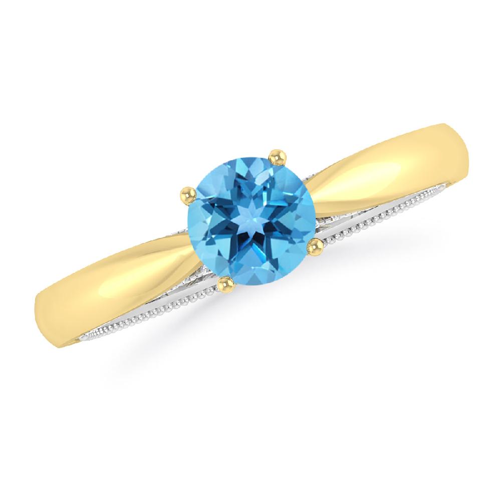 Yellow Gold - Blue Topaz