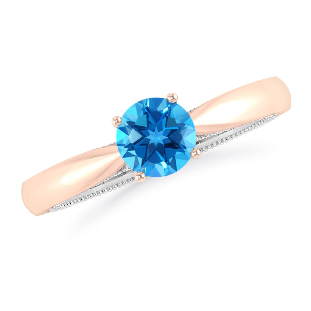 Rose Gold/White Gold - Blue Topaz