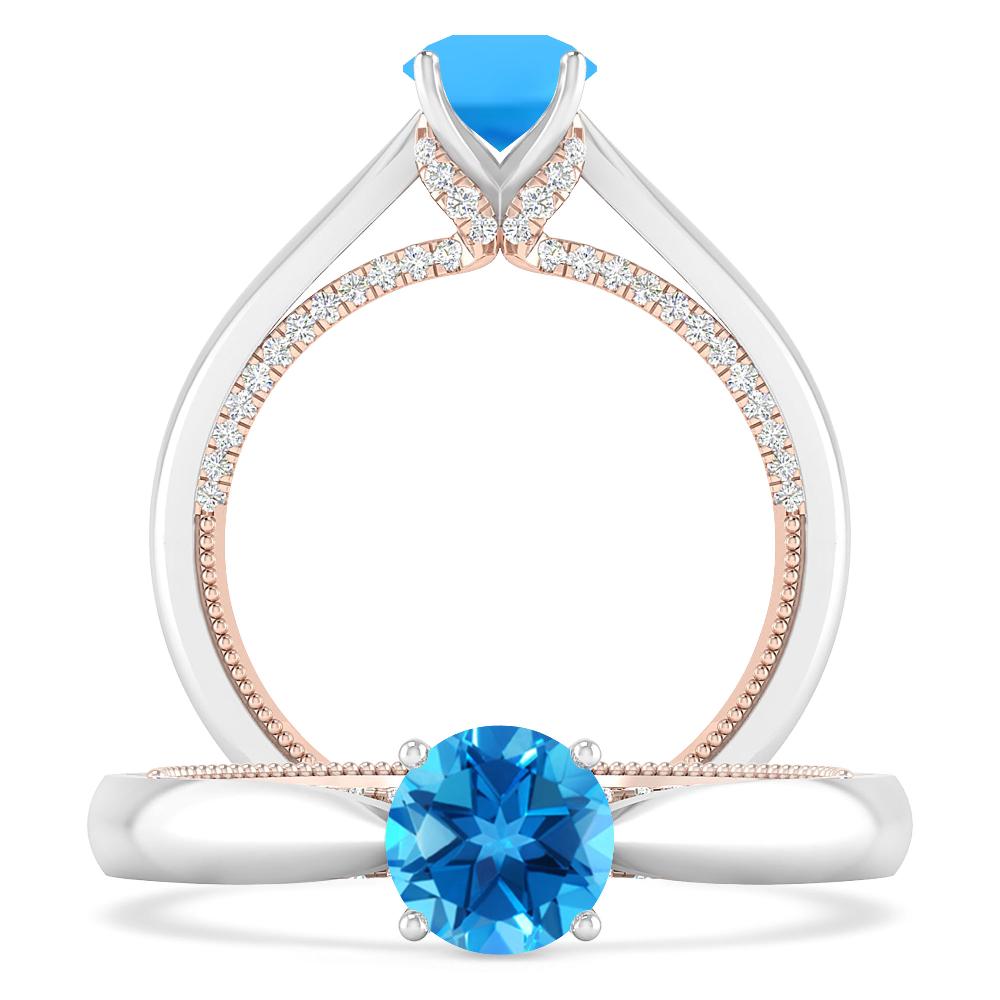 White Gold/Rose Gold - Blue Topaz