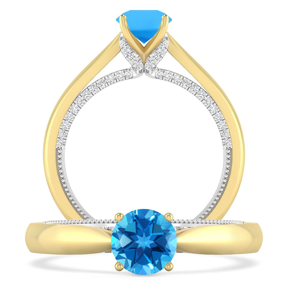 Yellow Gold - Blue Topaz