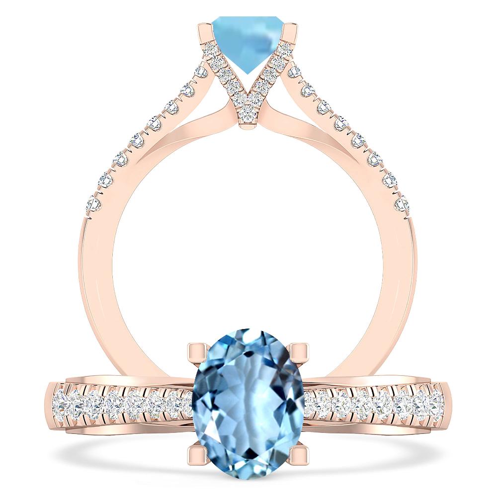 Rose Gold - Aquamarine