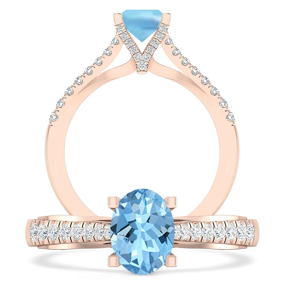 Rose Gold - Aquamarine