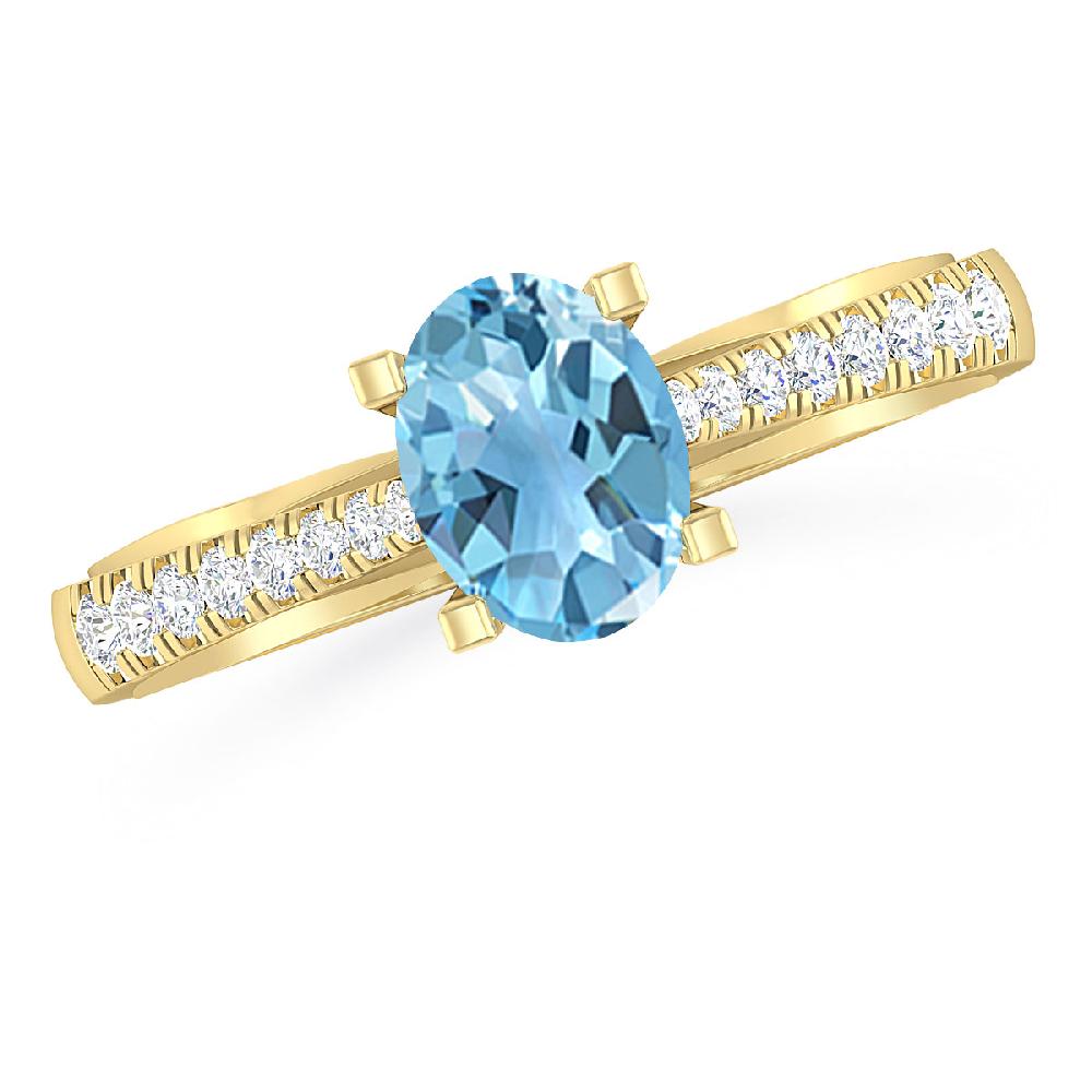 Yellow Gold - Blue Topaz