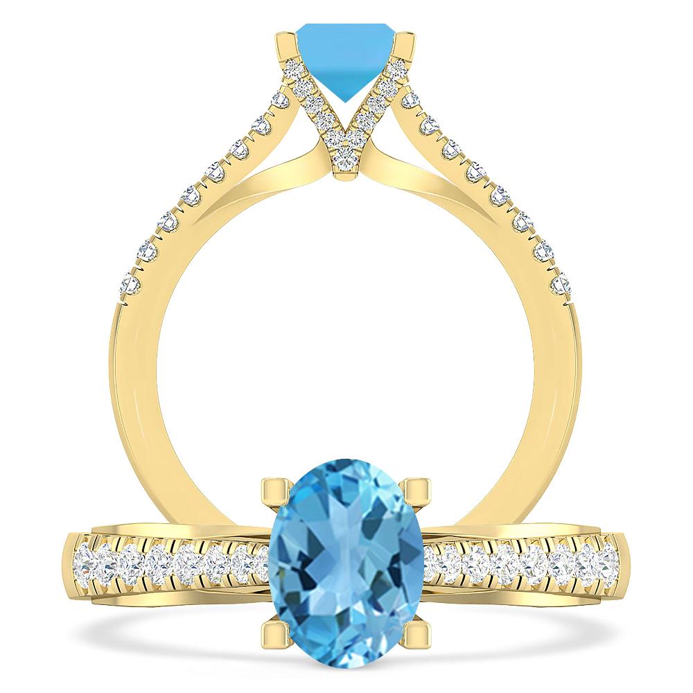 Yellow Gold - Blue Topaz