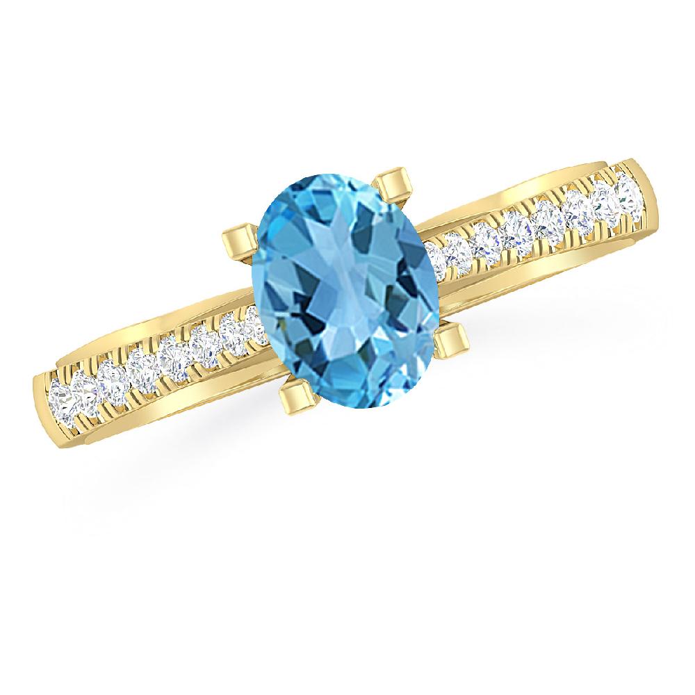 Yellow Gold - Blue Topaz