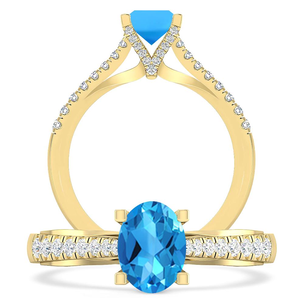 Yellow Gold - Blue Topaz