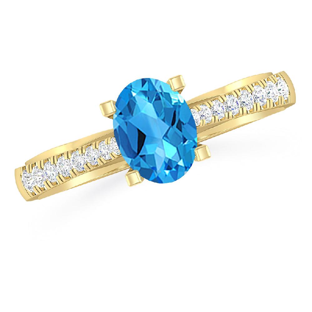 Yellow Gold - Blue Topaz