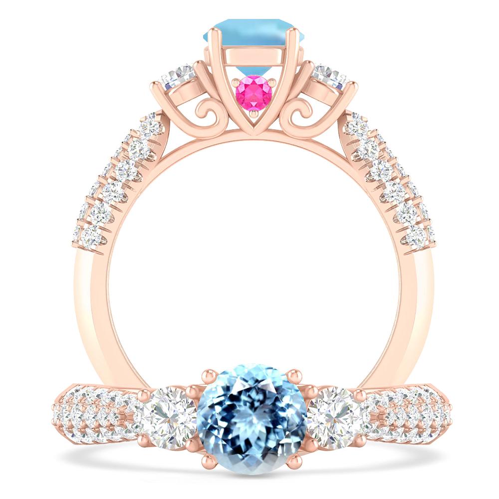 Rose Gold - Aquamarine