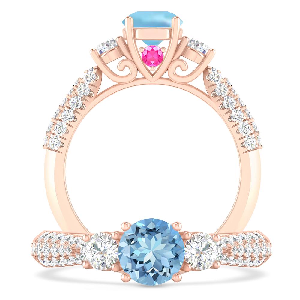 Rose Gold - Aquamarine