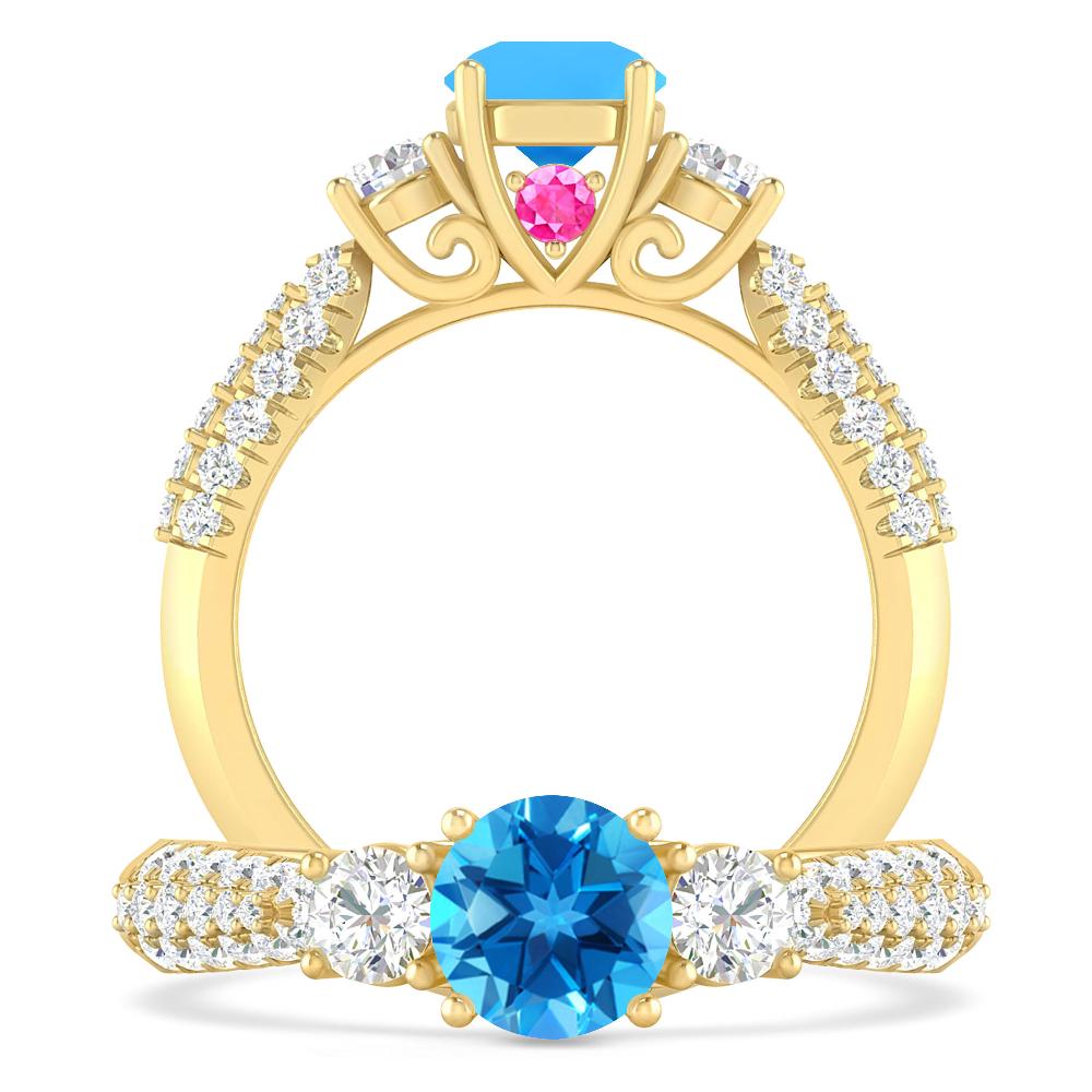 Yellow Gold - Blue Topaz