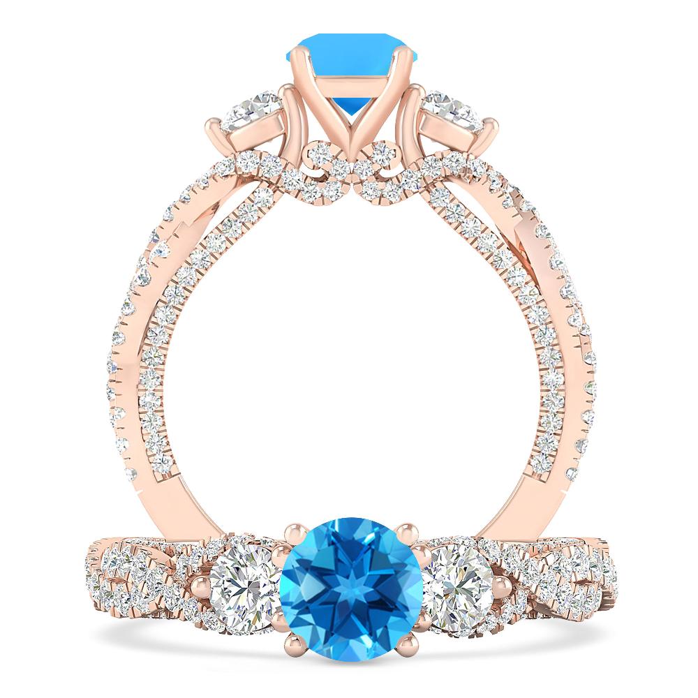 Rose Gold - Blue Topaz