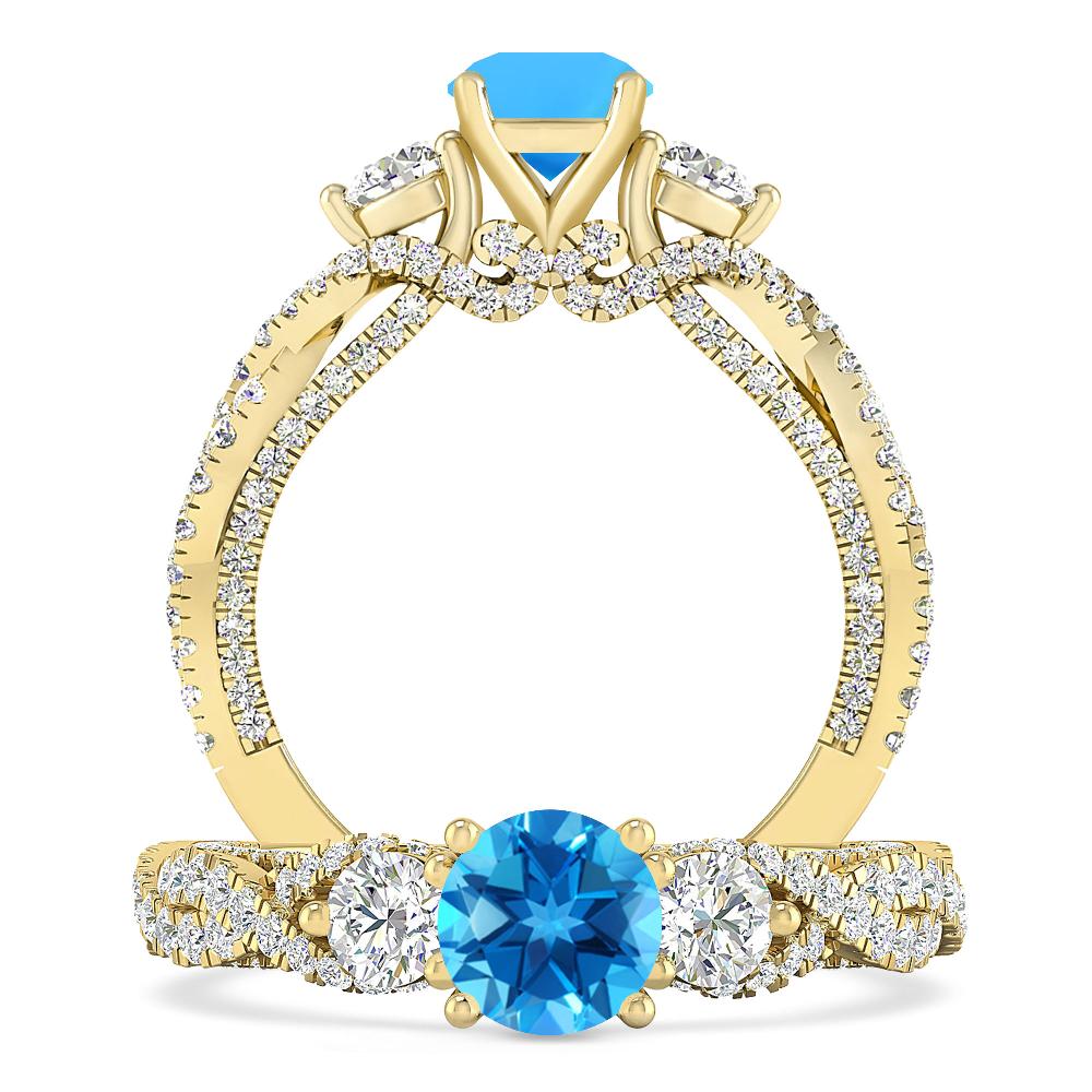 Yellow Gold - Blue Topaz