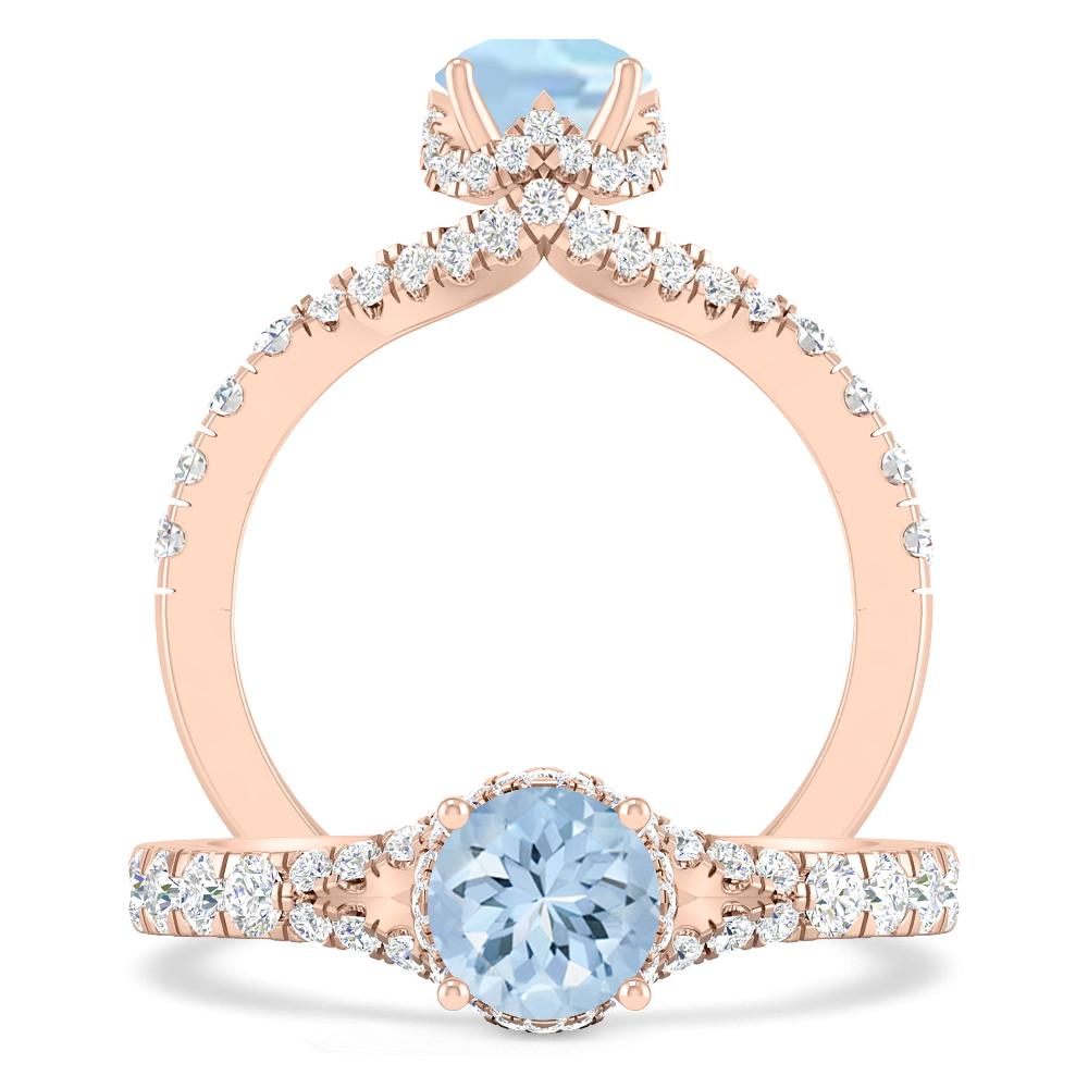 Rose Gold - Aquamarine