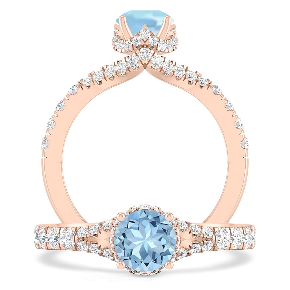 Rose Gold - Aquamarine