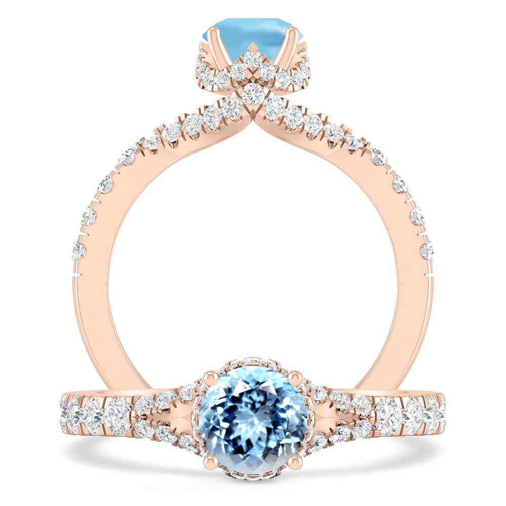 Rose Gold - Aquamarine