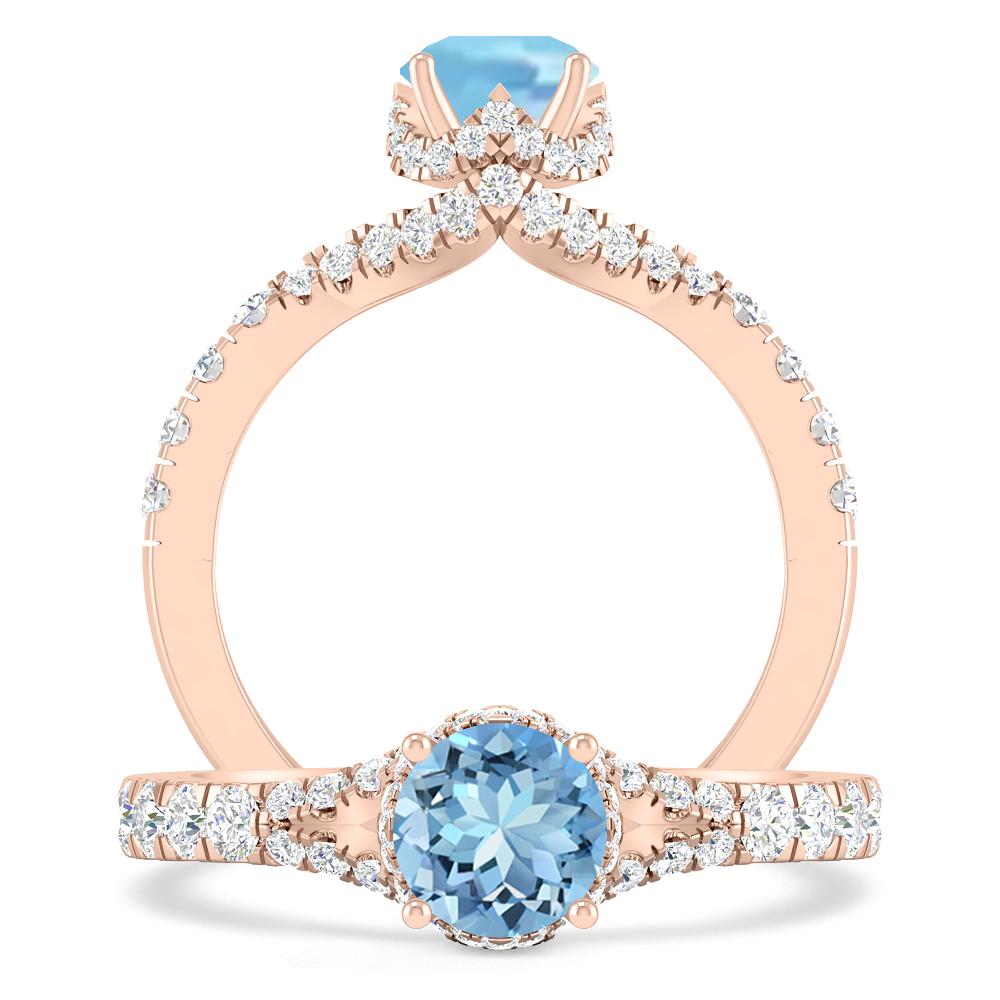 Rose Gold - Aquamarine