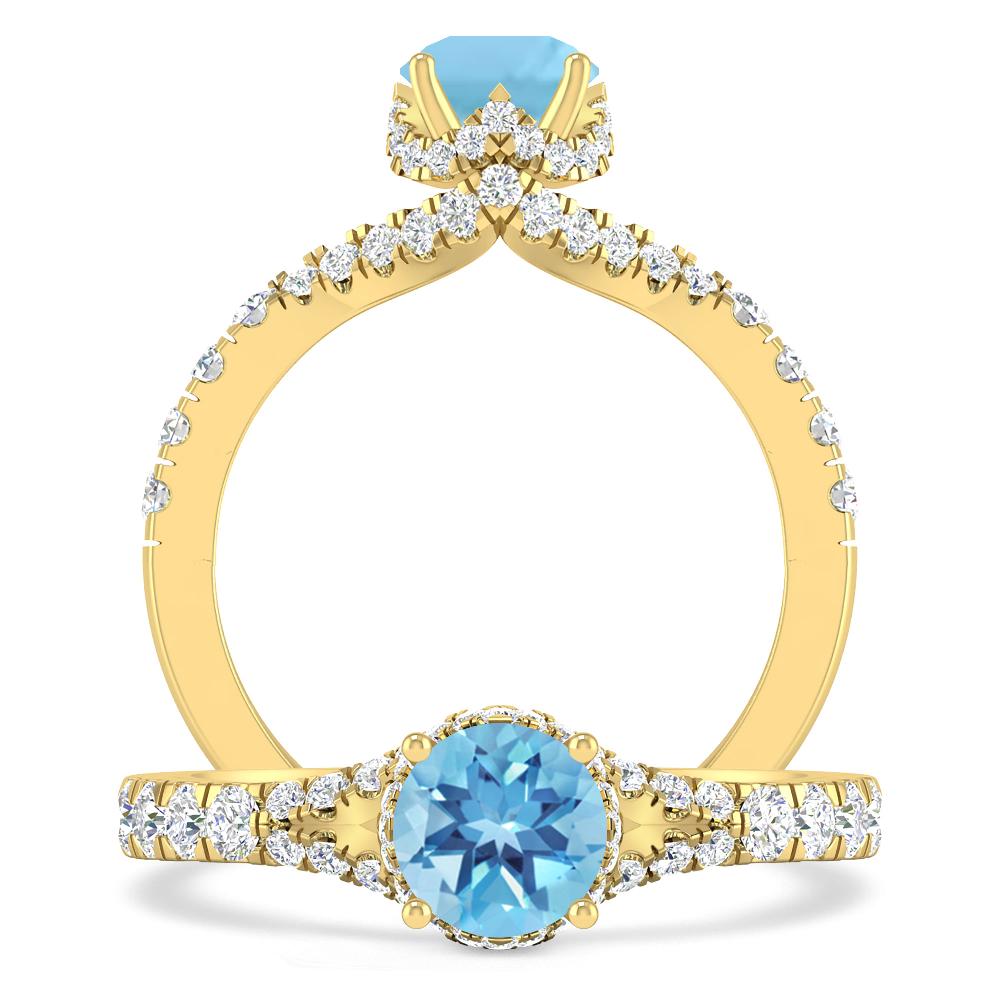 Yellow Gold - Blue Topaz