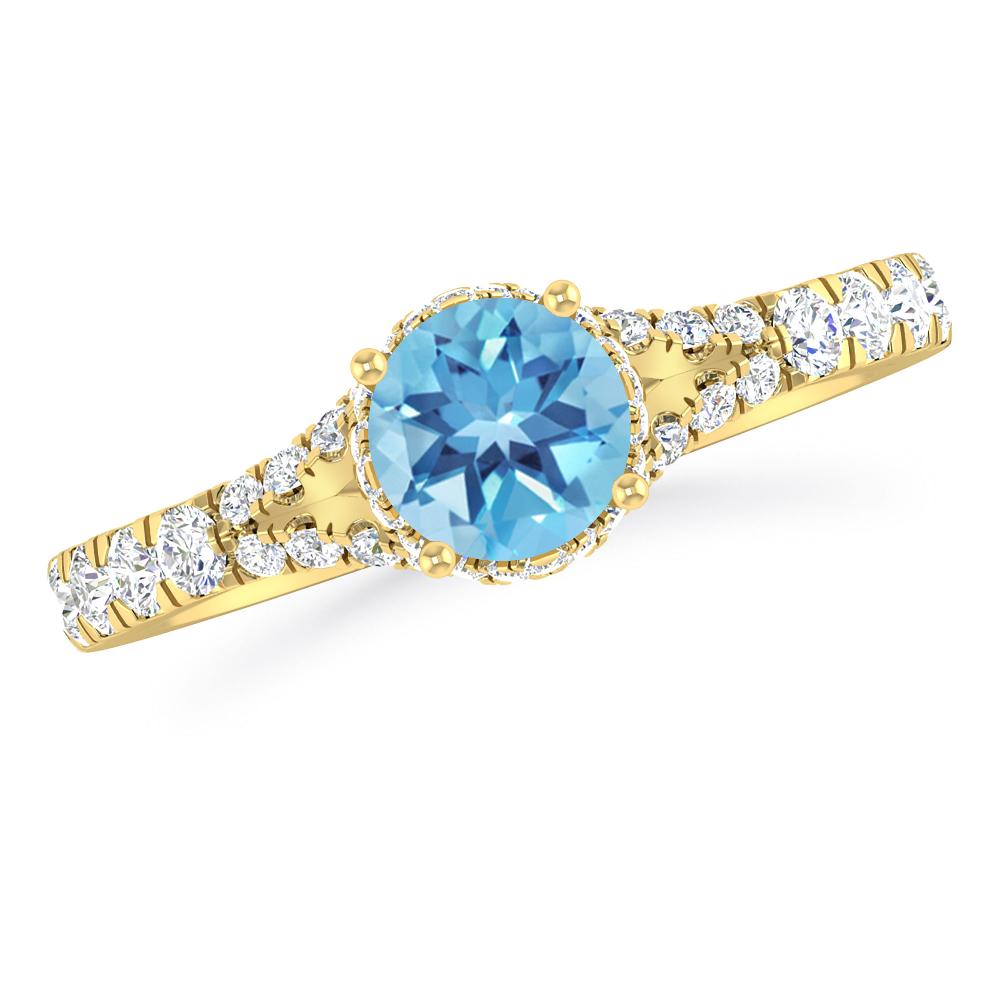 Yellow Gold - Blue Topaz