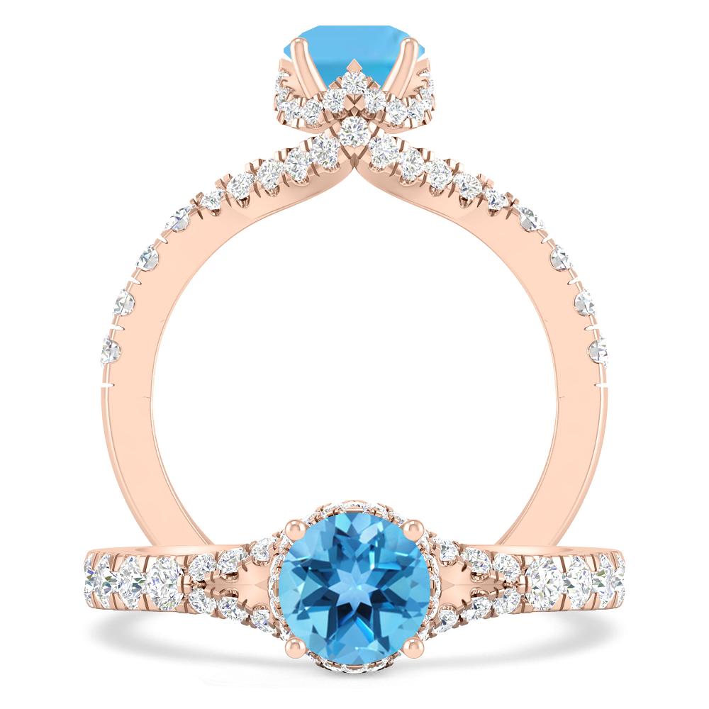 Rose Gold - Blue Topaz