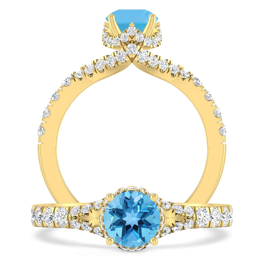 Yellow Gold - Blue Topaz