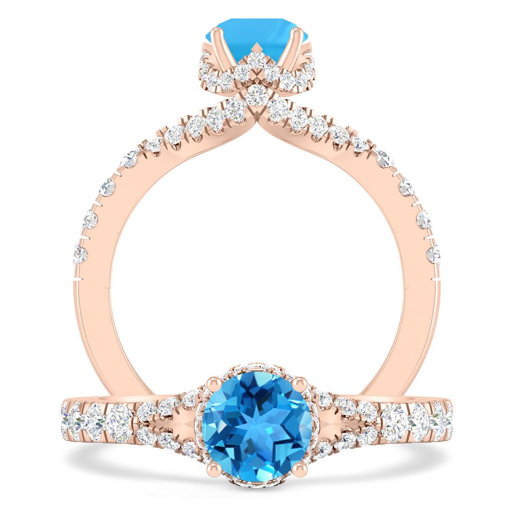 Rose Gold - Blue Topaz