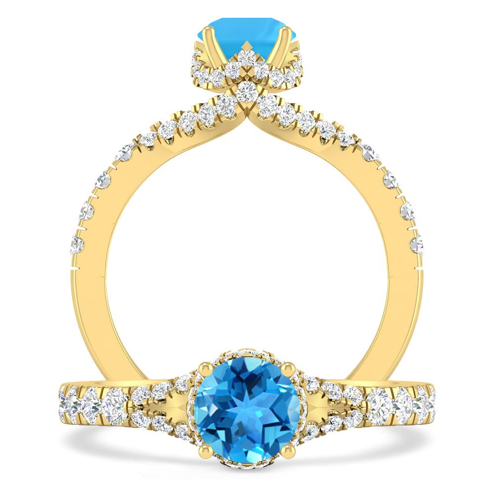 Yellow Gold - Blue Topaz