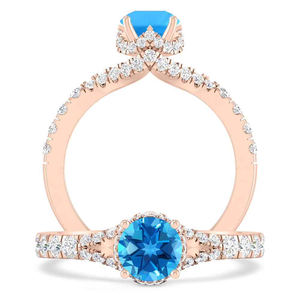 Rose Gold - Blue Topaz