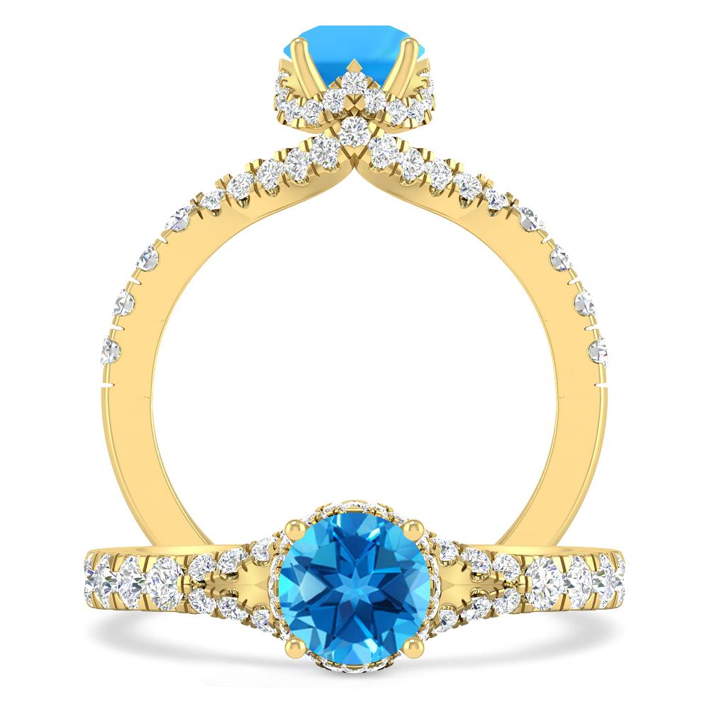 Yellow Gold - Blue Topaz